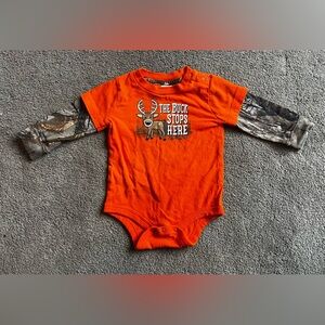 Carhartt Infant size 9 Months Orange & Camouflage Long-Sleeve Onesie